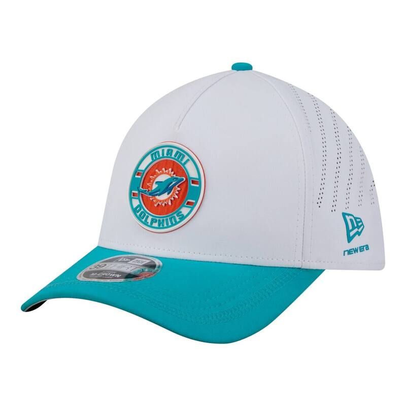 ニューエラ レディース アクセサリー 帽子 Mens New Era WhiteAqua Miami Dolphins Patch 39THIRTY AFrame MCrown Perforated Flex Hat Dol White ホワイト