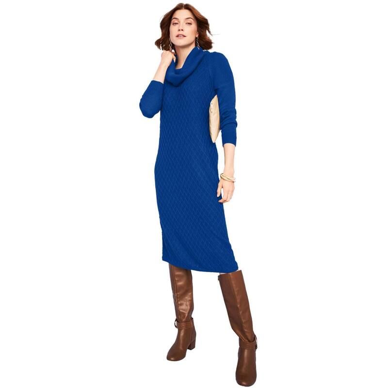 ジェシカロンドン レディース トップス ワンピース プラスサイズ セーター Jessica London Womens Plusize Textured Cowlneck Sweater Dress Dark Sapphire サファイア 15,155円