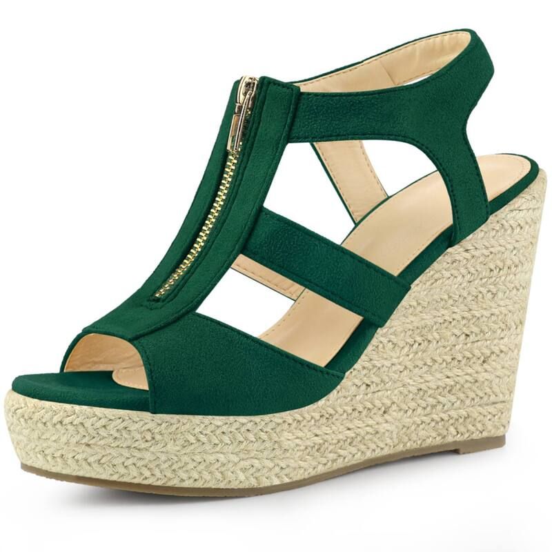 アレグラ ケー レディース シューズ サンダル プラットフォーム ヒール ALLEGRA K Womens Wedges Zipper Sandals Platform Wedges Heelsandals Emerald Green グリーン
