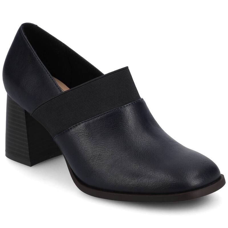 ジャーニー レディース シューズ ブーツ・レインブーツ アンクル ヒール Journee Maeve Womenstretch Square Toe Stacked Heel Ankle Boots Navy ネイビー