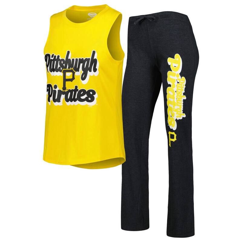 アンブランデッド レディース アンダーウェア ナイトウェア パンツ Unbranded Womens Conceptsport Heather BlackGold Pittsburgh Pirates Wordmark Meter Muscle Tank To