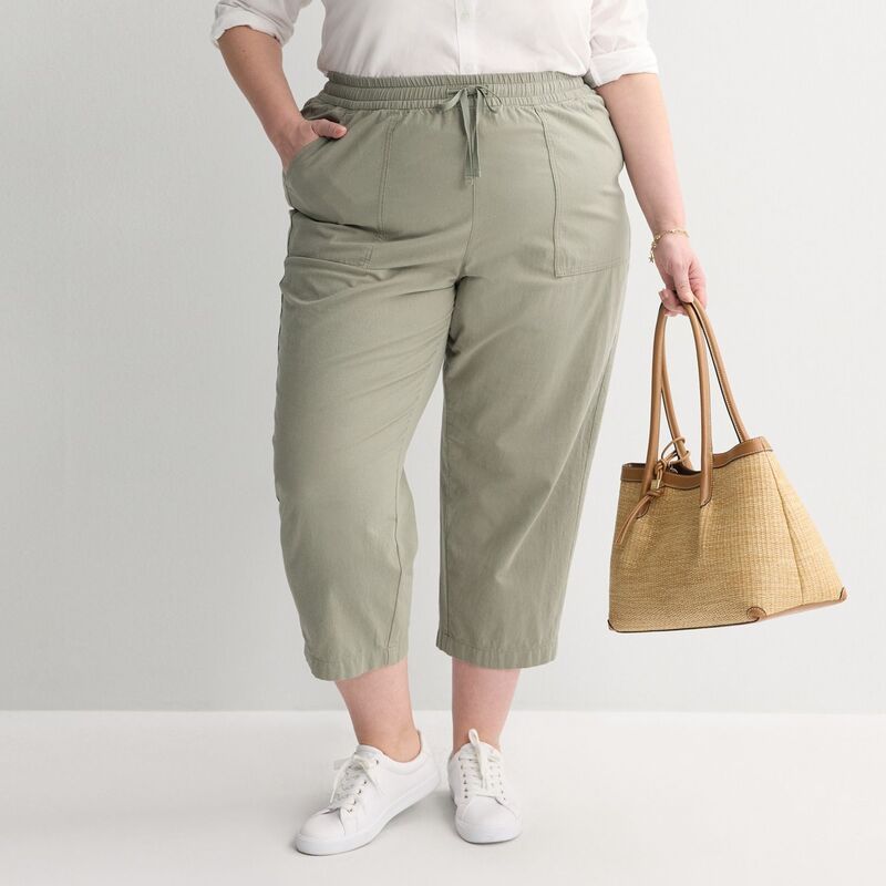 クロフト＆バロー レディース ボトムス カジュアルパンツ プラスサイズ Plusize Croft Barrow Lightweightextured Cropants Kade Green グリーン