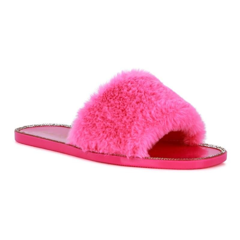 ロンドンラグ レディース シューズ サンダル London Rageese Womens FauxFur Slide Sandals Pink ピンク