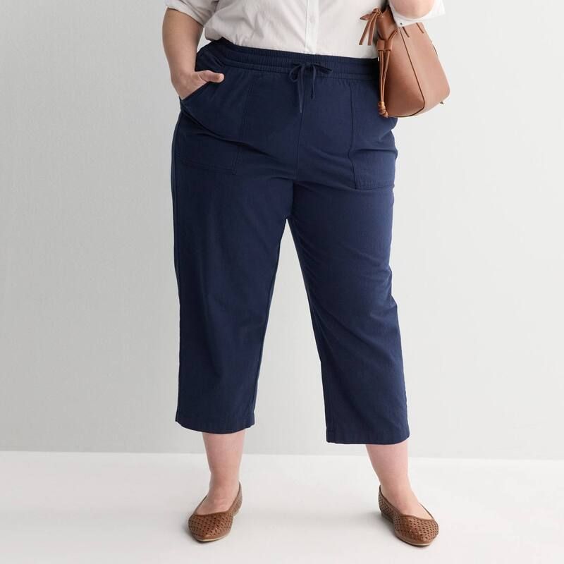 クロフト＆バロー レディース ボトムス カジュアルパンツ プラスサイズ Plusize Croft Barrow Lightweightextured Cropantseattle Navy ネイビー