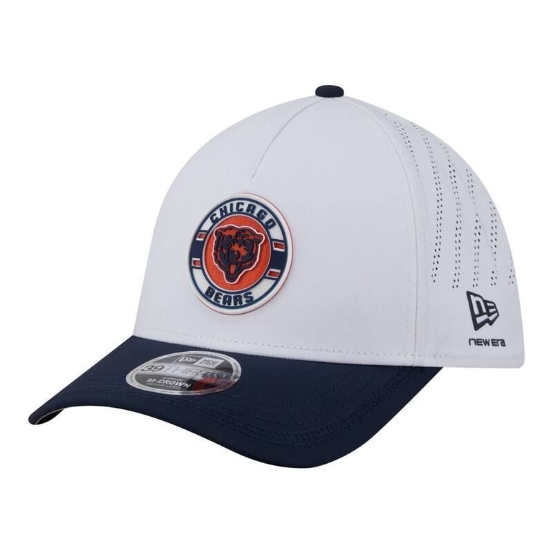 ニューエラ レディース アクセサリー 帽子 Mens New Era WhiteNavy Chicago Bears Patch 39THIRTY AFrame MCrown Perforated Flex Hat Brs White ホワイト
