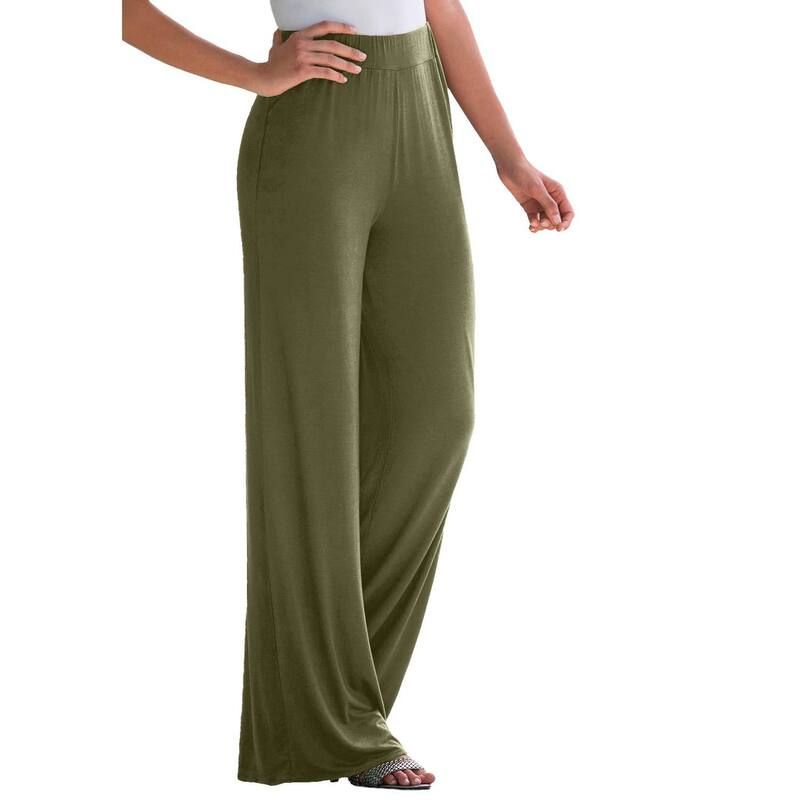 ジェシカロンドン レディース ボトムス カジュアルパンツ ワイドレッグ プラスサイズ ニット Jessica London Womens Plusizeveryday Stretch Knit Wide Leg Pant Dark Olive Green グリ