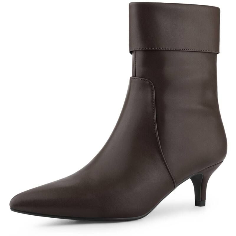 アレグラ ケー レディース シューズ ブーツ・レインブーツ アンクル ヒール ALLEGRA K Womens Pointed Toe Side Zip Kitten Heel Ankle Boots Coffee コーヒー