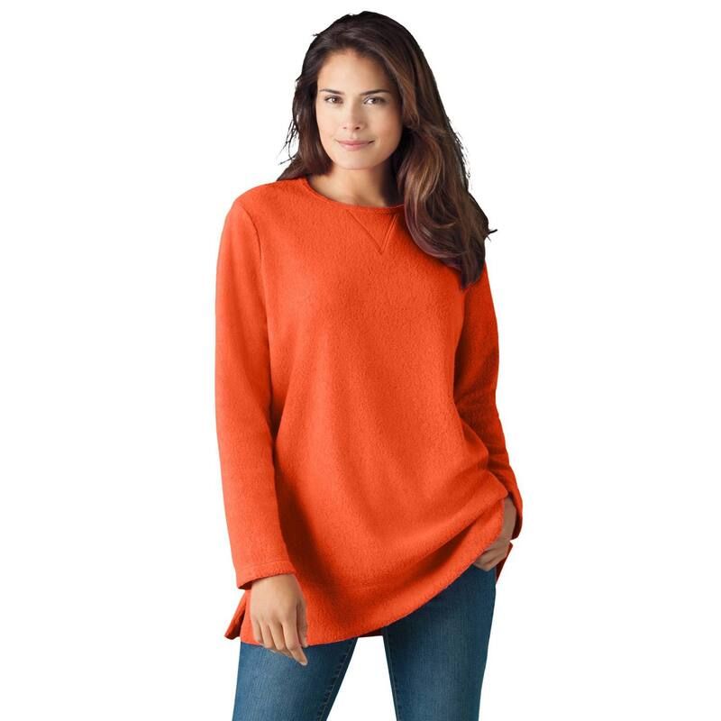 ウーマン ウィズイン レディース トップス Tシャツ クルーネック プラスサイズ スウェット Woman Within Plusize Crewneck Ultra Soft Sherpa Sweatshirt Grenadine