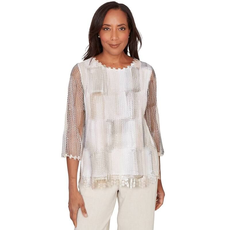 アルフレッド ダナー レディース トップス Tシャツ メッシュ Womens Alfredunner Neutral Brushstrokes Mesh Top Neutral Multi マルチカラー