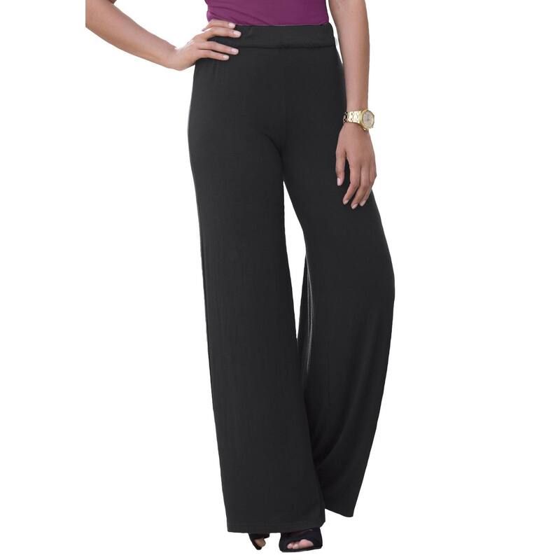 ジェシカロンドン レディース ボトムス カジュアルパンツ ワイドレッグ プラスサイズ プチ ニット Jessica London Womens Plusize Petiteveryday Stretch Knit Wide Leg Pant Black ブラッ