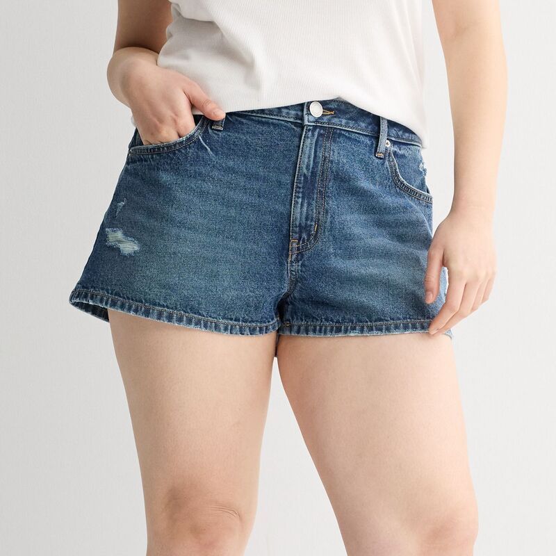 エスオー レディース ボトムス ハーフパンツ・ショーツ プラスサイズ ショートパンツ Juniors Plusize SO Mid Rise Relaxed Shortie Shorts Dark Destructed