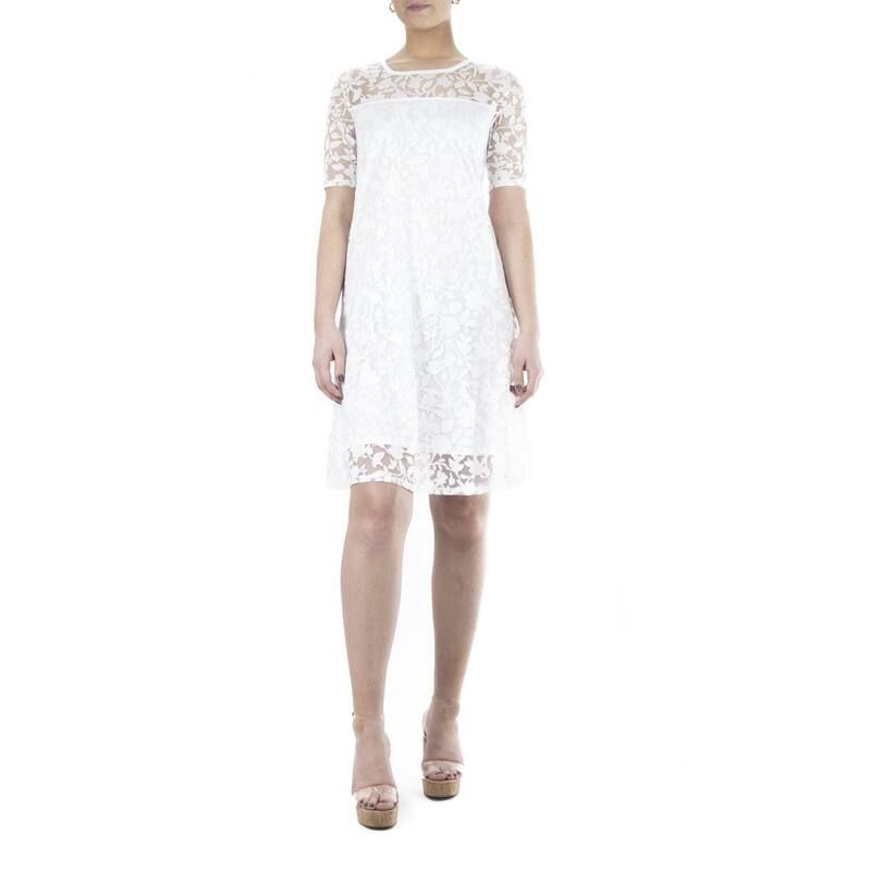 ニナレオナルド レディース トップス ワンピース レース Womens Nina Leonard BurnoutLace Swing Dress White ホワイト