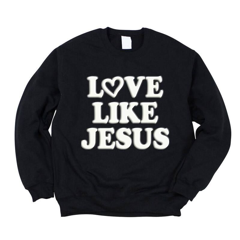 Simply Sage Market レディース トップス Tシャツ スウェット グラフィック Simply Sage Market Love Like Jesus Heart Bold Puff Womens Graphic Sweatshirt Midni