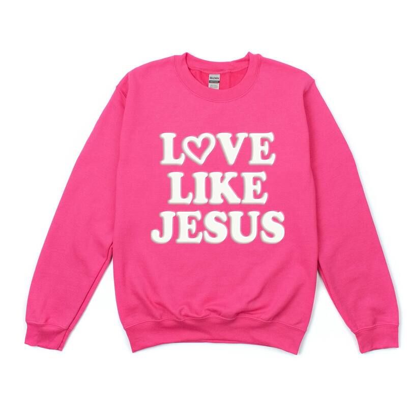 Simply Sage Market レディース トップス Tシャツ スウェット グラフィック Simply Sage Market Love Like Jesus Heart Bold Puff Womens Graphic Sweatshirt Raspb