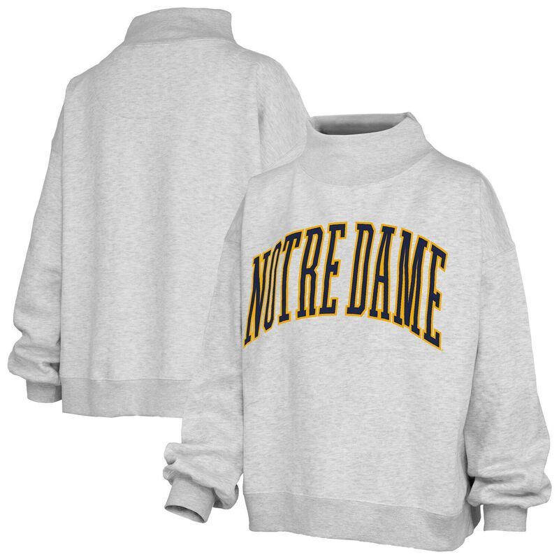 プレスボックス レディース トップス Tシャツ モックネック スウェット Womens Pressbox Gray Notre Dame Fighting Irish Oversized Nelson Mock Neck Sweatshirt Ntd Grey