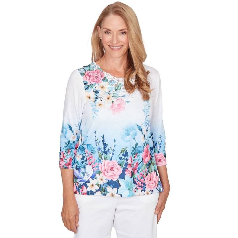 アルフレッド ダナー レディース トップス Tシャツ フラワー柄 レース フラワー Womens Alfredunner Floralace Top Blue Multi ブルー