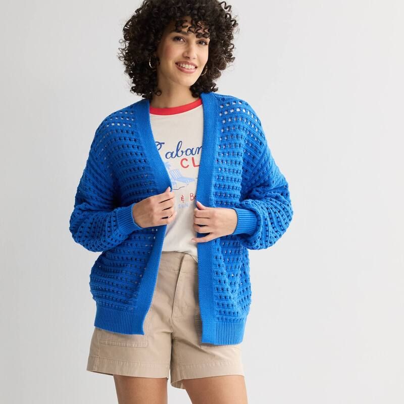 ソノマ レディース アウター ニット・セーター プチ カーディガン Petite Sonoma Goods For Life Fisherman Cardigan Sweater Valera Blue ブルー
