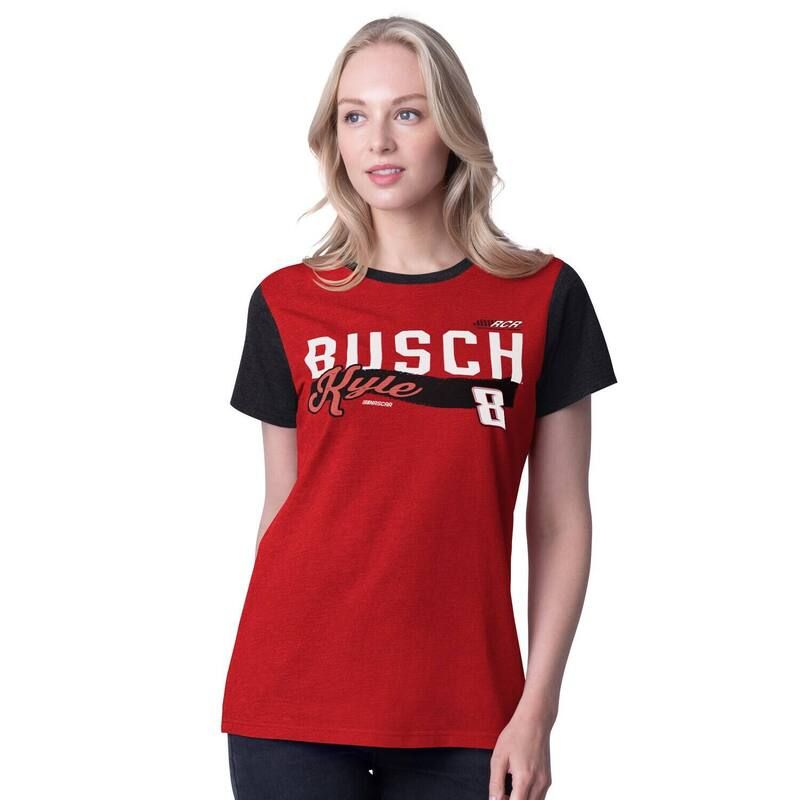 ジースリー フォーハー バイ カール バンクス レディース トップス Tシャツ Womens GIII 4Her by Carl Banks Red Kyle Busch Racer Color Blocked TShirt Nas Red レッド