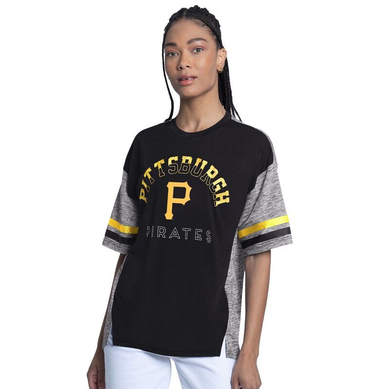 GIII レディース トップス Tシャツ Womens GIII 4Her by Carl Banks Black Pittsburgh Pirates OffSeason Oversized Topir Black ブラック