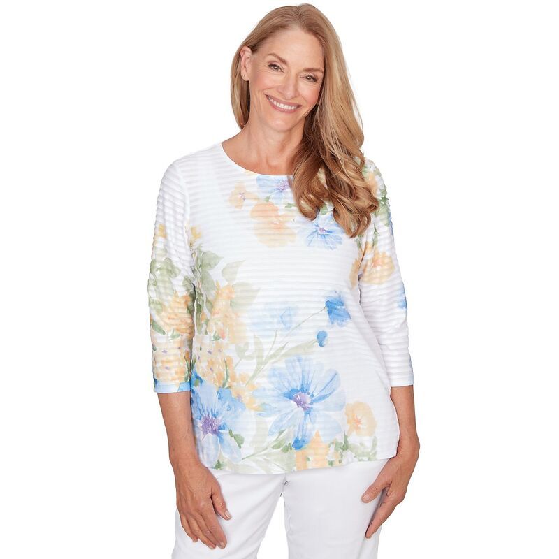 アルフレッド ダナー レディース トップス Tシャツ フラワー柄 レース フラワー Womens Alfredunner Placed Floral Stripe Top Multi Yellow イエロー