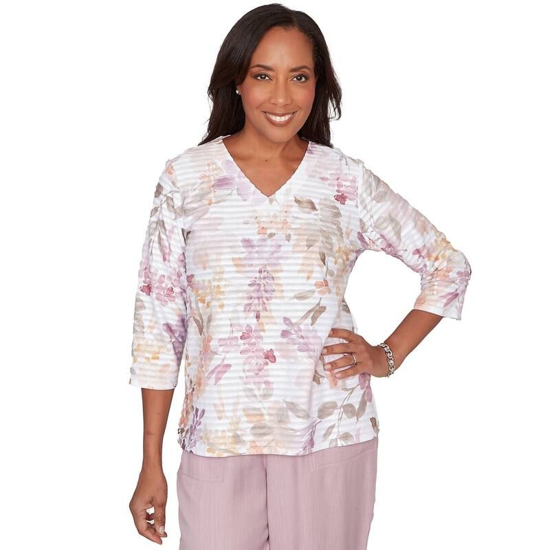 アルフレッド ダナー レディース トップス シャツ Vネック フラワー柄 プチ フラワー Petite Alfredunner Watercolor Floral Textured VNeck Topink Multi ピンク