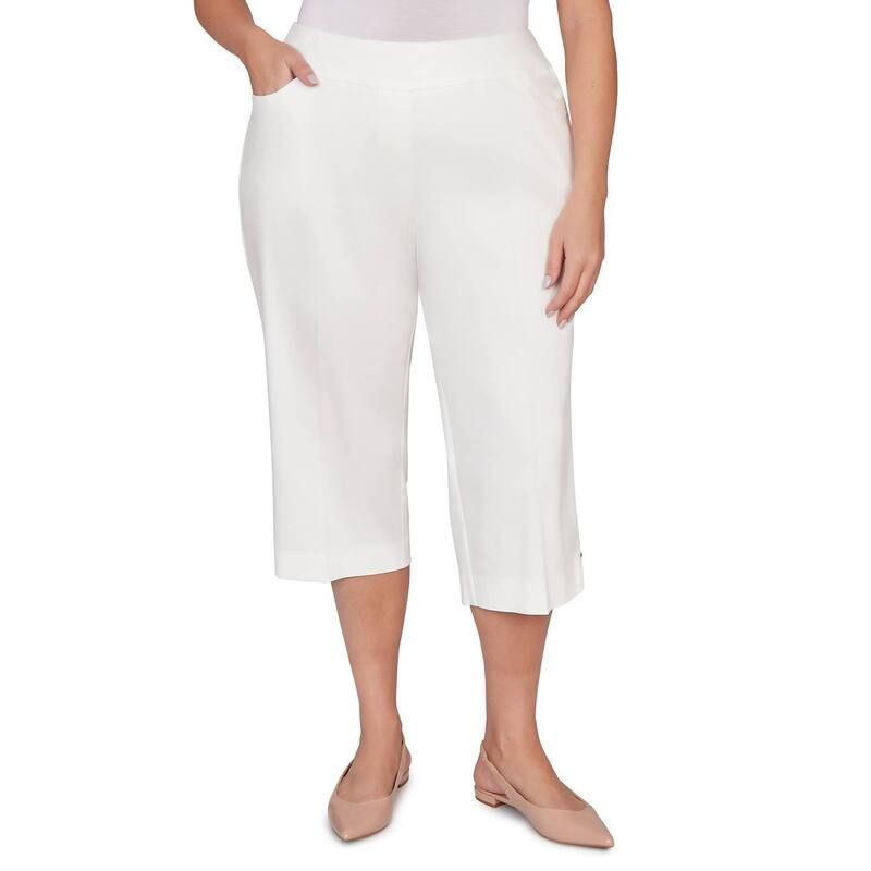 アルフレッド ダナー レディース ボトムス カジュアルパンツ プラスサイズ キャップ Plusize Alfredunner Smooth Waist Easy PullOn Capri Pants White ホワイト