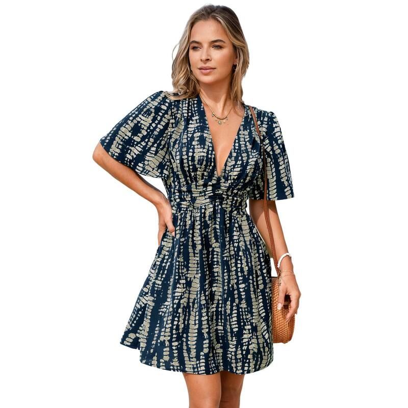 カップシー レディース トップス ワンピース プリント Womens Cupshe Boho Chic Printed Beach Dress Blue ブルー