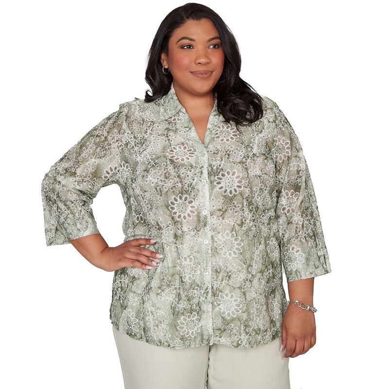 アルフレッド ダナー レディース トップス シャツ フラワー柄 プラスサイズ フラワー Plusize Alfredunner Floral Button Frontop Celadon 15,194円