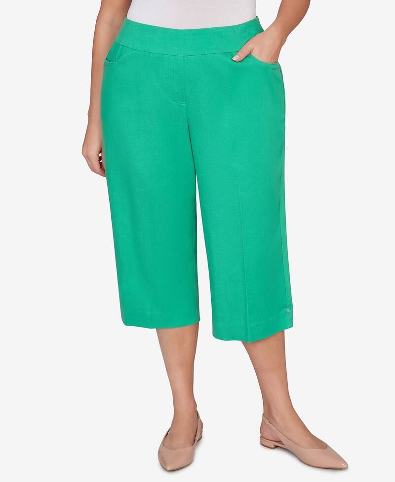 アルフレッド ダナー レディース ボトムス カジュアルパンツ プラスサイズ キャップ Plusize Alfredunner Smooth Waist Easy PullOn Capri Pants Palm Green グリーン
