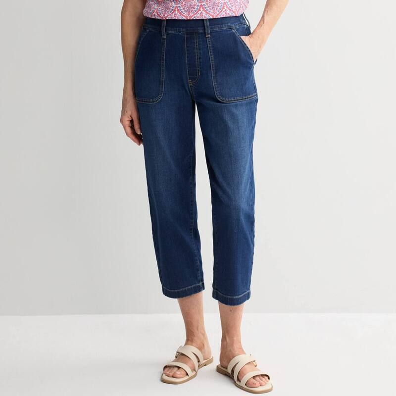 クロフト＆バロー レディース ボトムス カジュアルパンツ ジーンズ Womens Croft Barrow PullOn Utility Crop Jeans Medium Wash