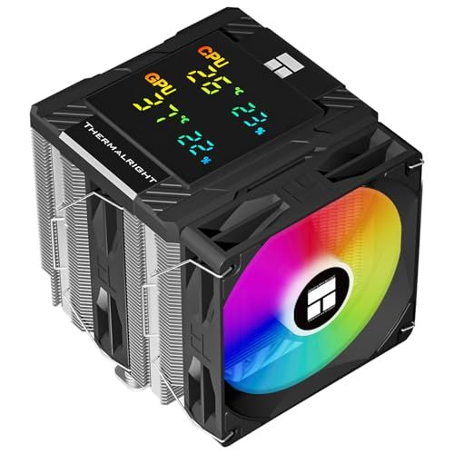 Thermalright Peerless Assassin 120 Digital Black CPU エア クーラー、デジタル スクリーン トップ カバー、6 ヒートパイプ コンピューター CPU クーラー、AM4/AM5、Intel L 2daf20f1