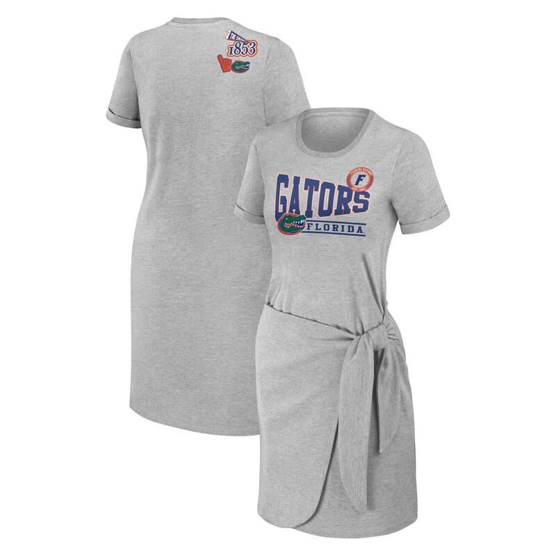 ウェア バイ エリン アンドルーズ レディース トップス ワンピース Tシャツ Womens WEAR by Erin Andrews Heather Gray Florida Gators Knotted TShirt Dress Fld Grey グレー