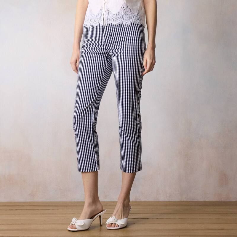 LC Lauren Conrad レディース ボトムス カジュアルパンツ Womens LC Lauren Conrad High Rise Pedal Pusher Pants Navy Glory Gingham ネイビー