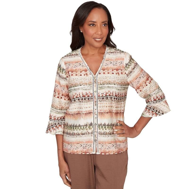 アルフレッド ダナー レディース トップス シャツ Womens Alfredunner Textured Biadere Pattern Top Brown Multi ブラウン
