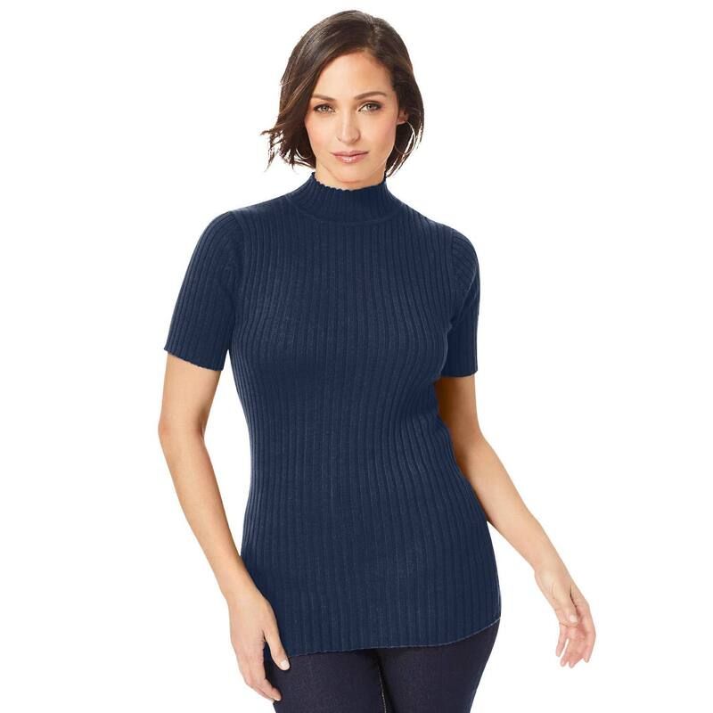 ジェシカロンドン レディース アウター ニット・セーター モックネック プラスサイズ Jessica London Womens Plusize Rib Mockneck Sweater Navy ネイビー