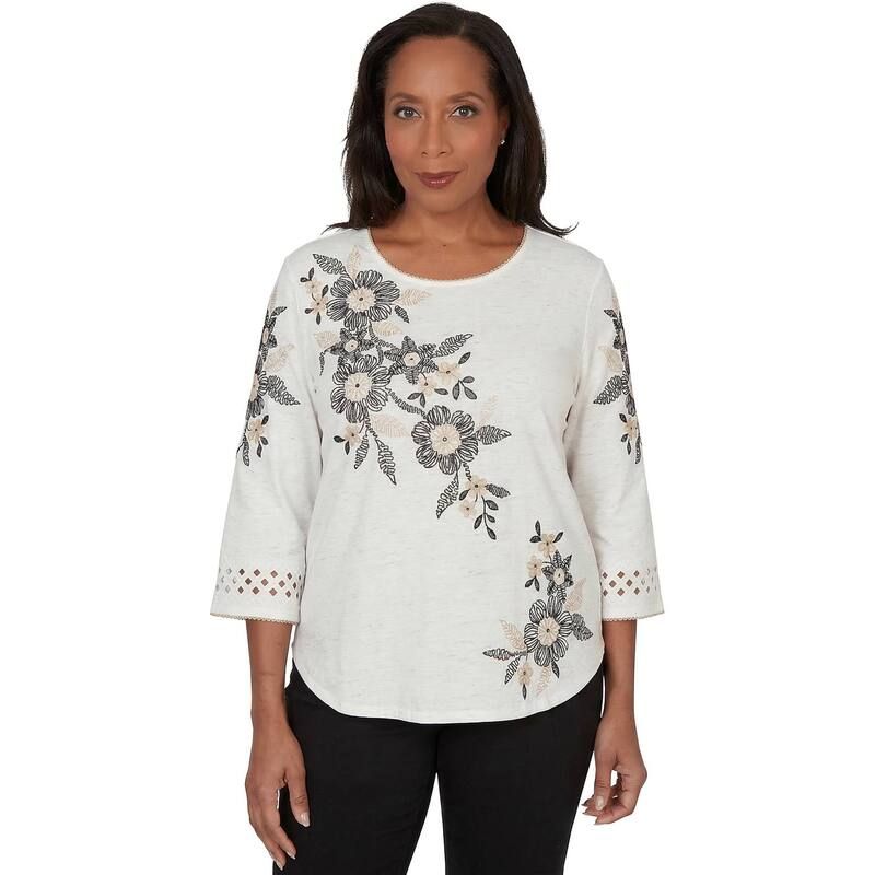 アルフレッド ダナー レディース トップス シャツ フラワー柄 刺繍 フラワー Womens Alfredunner Floral Embroidered Textured Top Ivory アイボリー