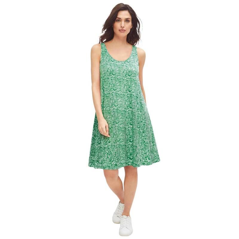 Ellos レディース トップス ワンピース プラスサイズ Ellos Plusize Crossover Back Tank Dress Kelly Green White ホワイト