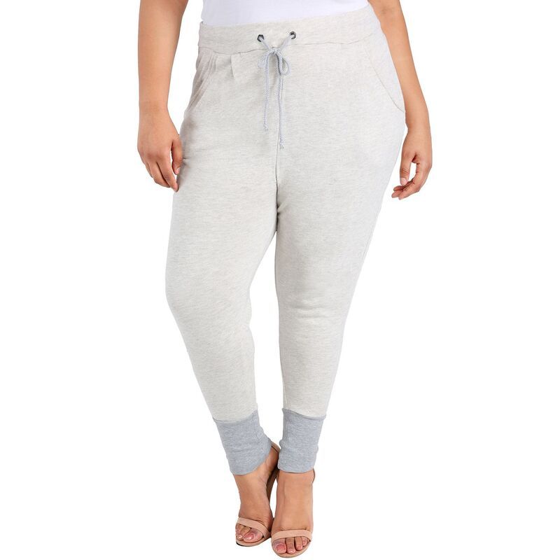 ポエティック ジャスティス レディース ボトムス カジュアルパンツ プラスサイズ パイル Poetic Justice Plusize Curvy Womens Grey French Terry Drop Crotch Jogger Pants Heathe