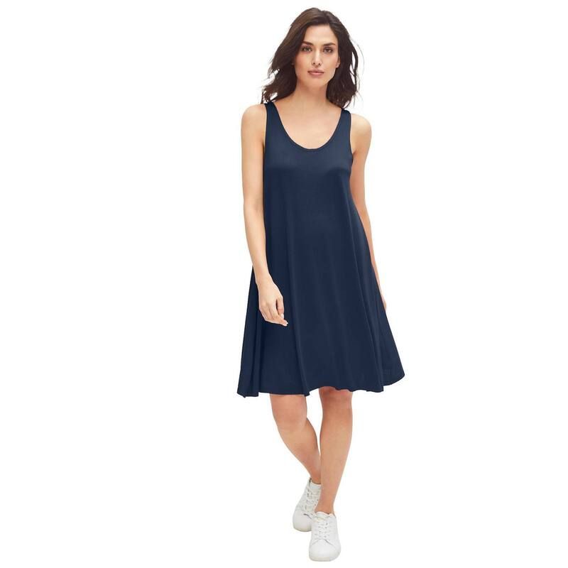 Ellos レディース トップス ワンピース プラスサイズ Ellos Plusize Crossover Back Tank Dress Navy ネイビー