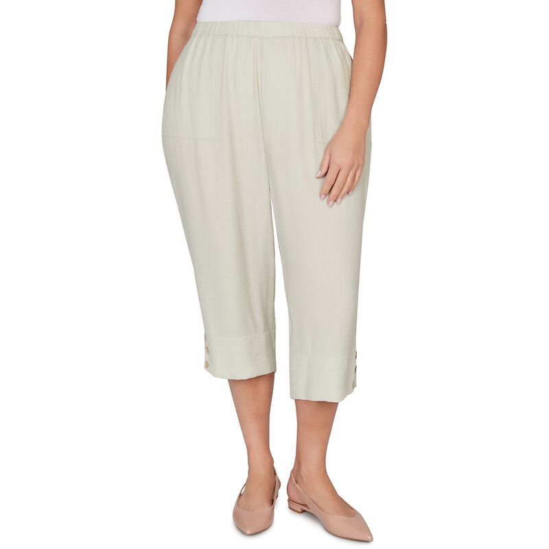 アルフレッド ダナー レディース ボトムス カジュアルパンツ プラスサイズ キャップ Plusize Alfredunnerelaxed Elastic Waist Front Pockets Capri Pants Celadon