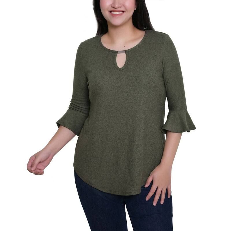 ニューヨークコレクション レディース トップス シャツ NY Collection 34 Bell Sleeve Top Withardware Hunter Green グリーン