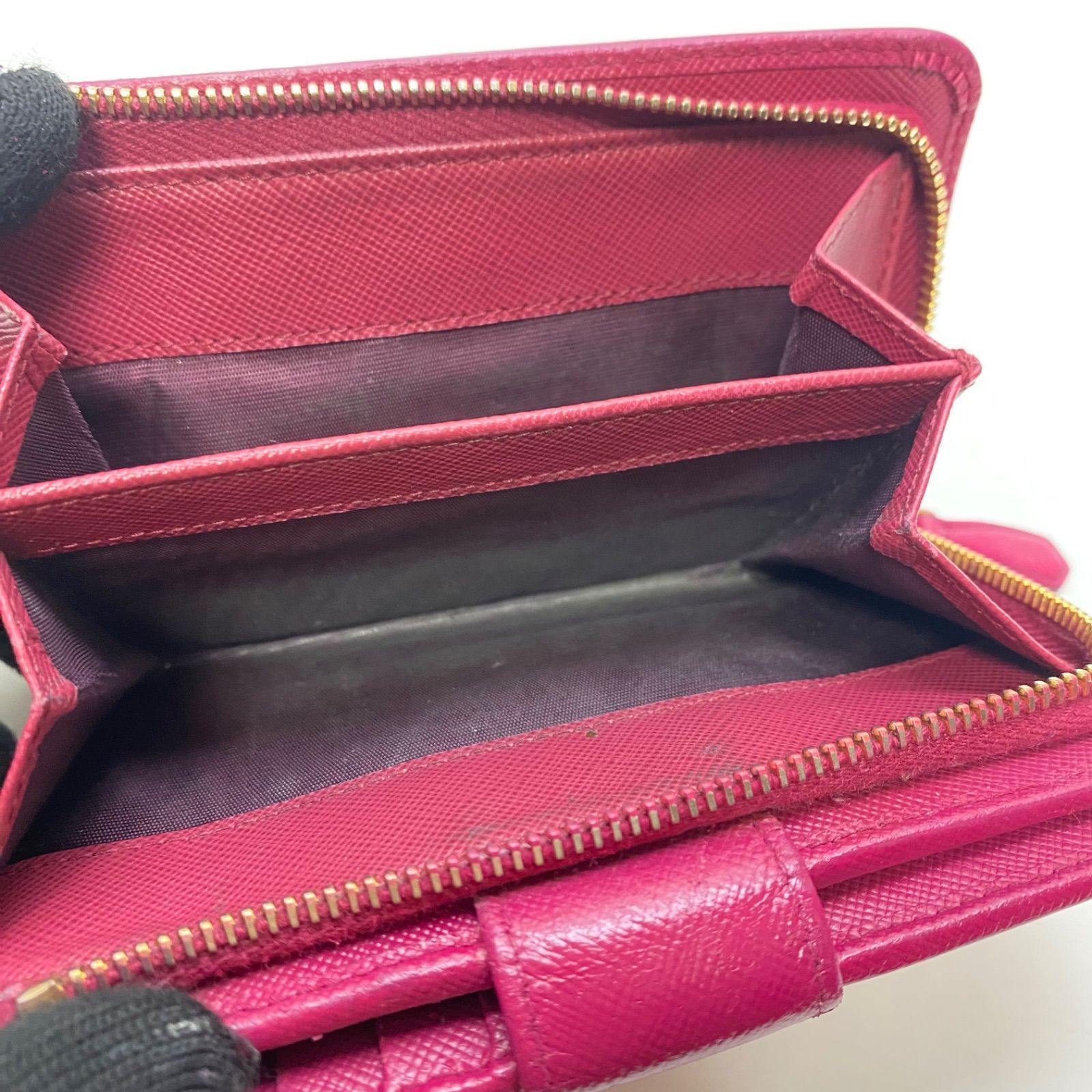 3397 PRADA プラダ コンパクトウォレット 折り財布 ピンク レザー 
