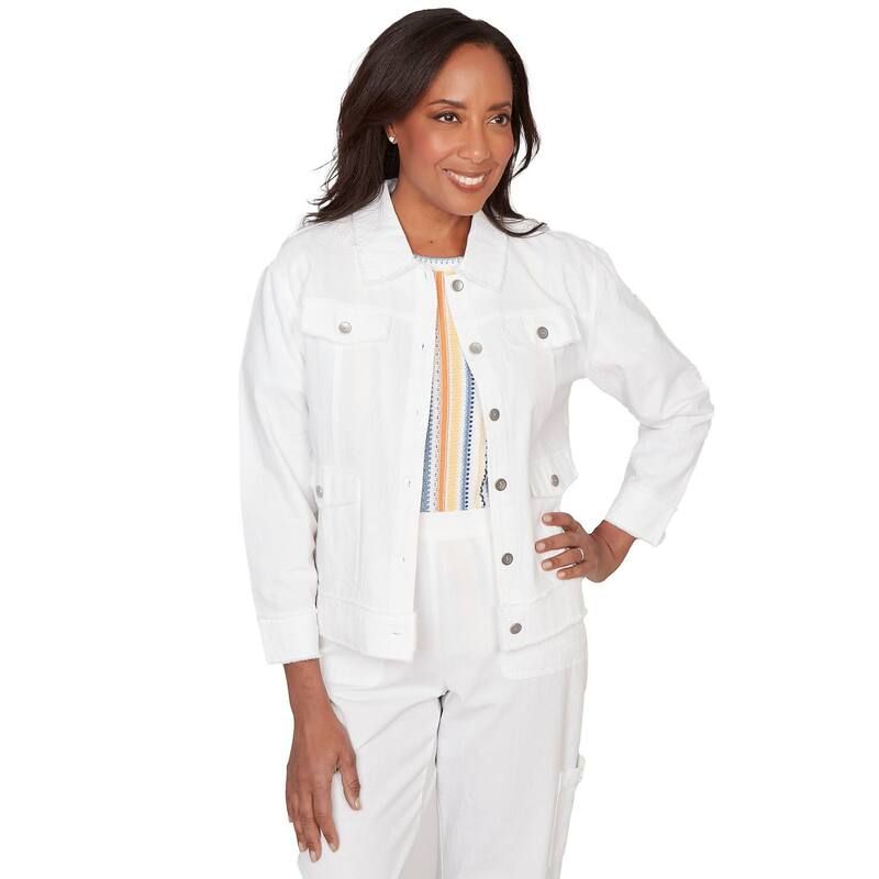 アルフレッド ダナー レディース アウター ジャケット・ブルゾン プチ Petite Alfredunner Patch Pocket Collared Jacket White ホワイト