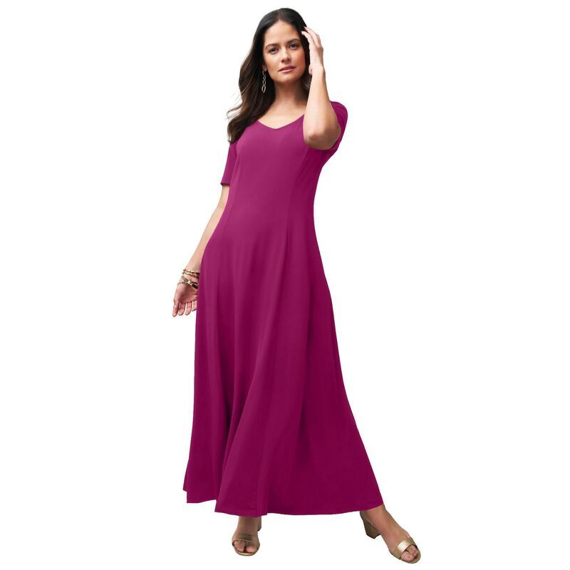 ジェシカロンドン レディース トップス ワンピース プラスサイズ ニット マキシ Jessica London Womens Plusize Stretch Knit Sweetheart Maxi Dress Raspberry