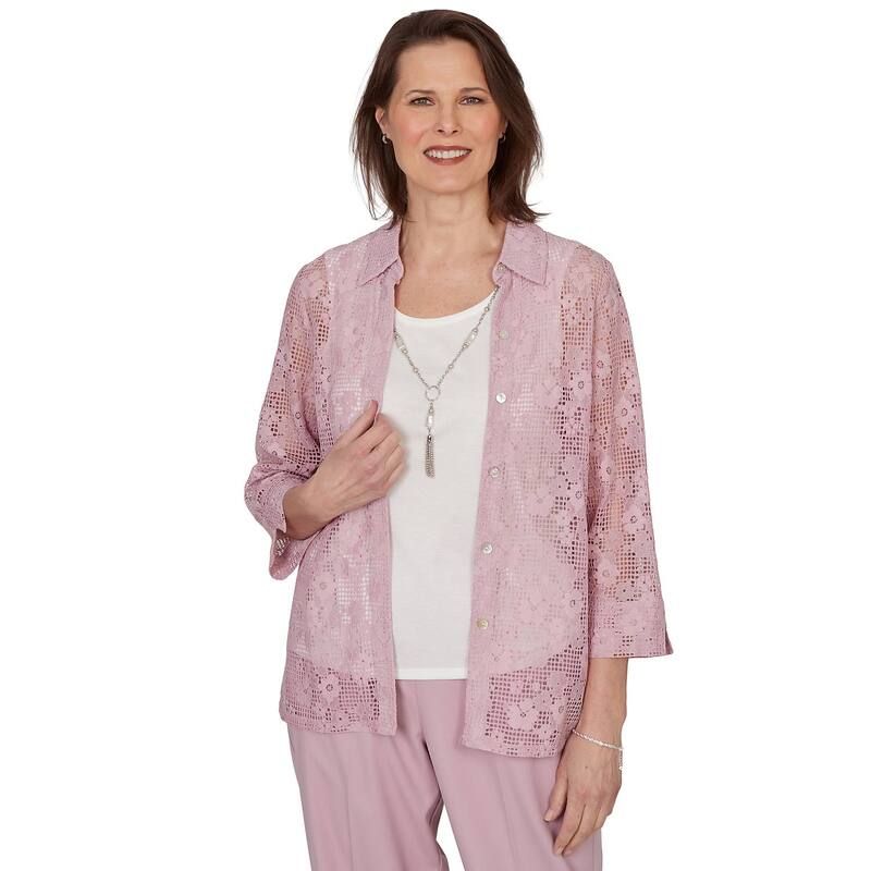 アルフレッド ダナー レディース トップス シャツ フラワー柄 レース フラワー Womens Alfredunner Floralace Two in One Top with Necklace Rose