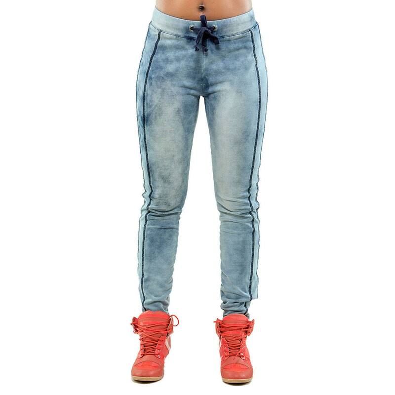 ポエティック ジャスティス レディース ボトムス カジュアルパンツ パイル デニム ニット Poetic Justice Womens Blue Knit French Terry Stretch Denim Jogger Pants Medium Blue