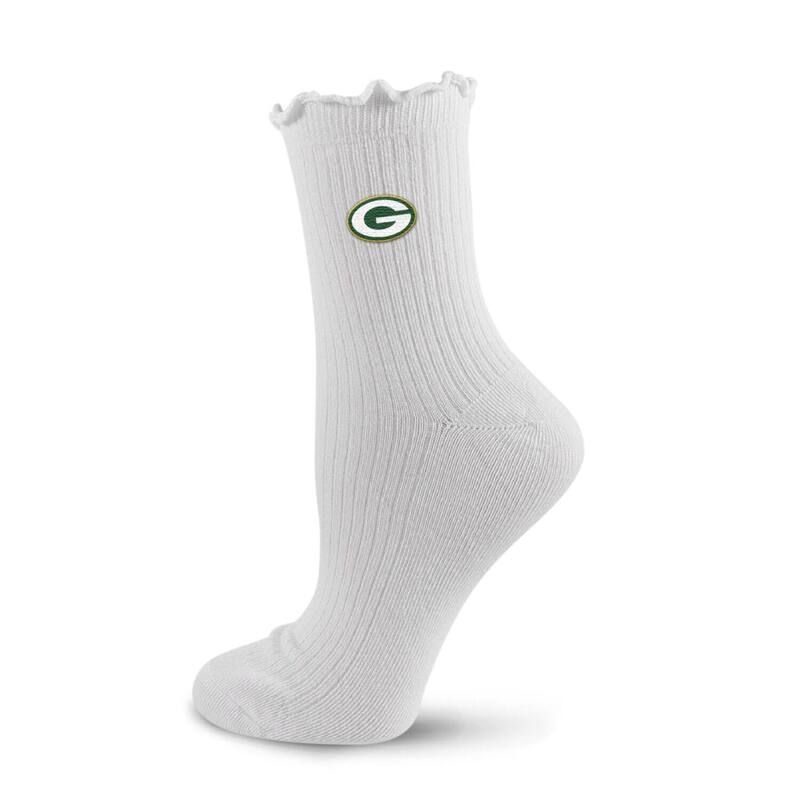 アンブランデッド レディース アンダーウェア 靴下 ロゴ Unbranded Womens PRO Compression White Green Bay Packers Logo Lettuce Hem Quarter Socks Pkr White ホワイ