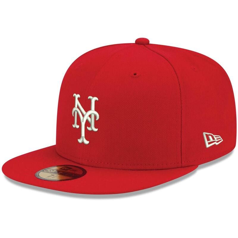 ニューエラ レディース アクセサリー 帽子 ロゴ Mens New Era Red New York Mets White Logo 59FIFTY Fitted Hat Met Red レッド