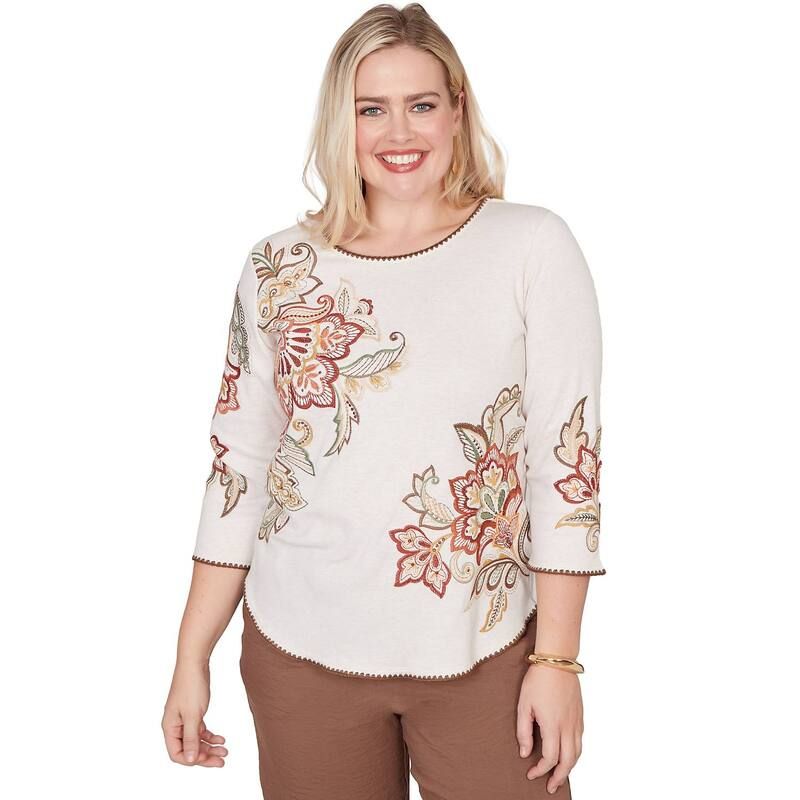 アルフレッド ダナー レディース トップス シャツ アシンメトリー フラワー柄 フラワー Womens Alfredunner Asymmetrical Scroll Floral Round Hem Top Oatmeal オートミール