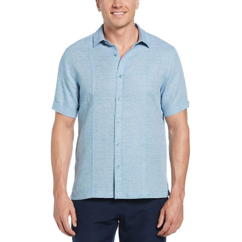 キューバベラ メンズ トップス Tシャツ ダウン Mens Cubavera Tuck Panel Dobby Short Sleeve ButtonDown Shirt No Color